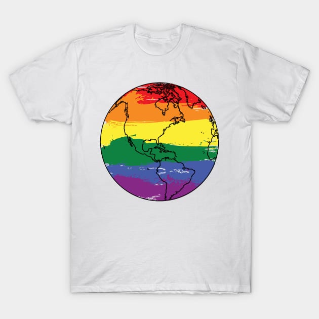 LGBTQ+ Global Flag T-Shirt by YOPD Artist